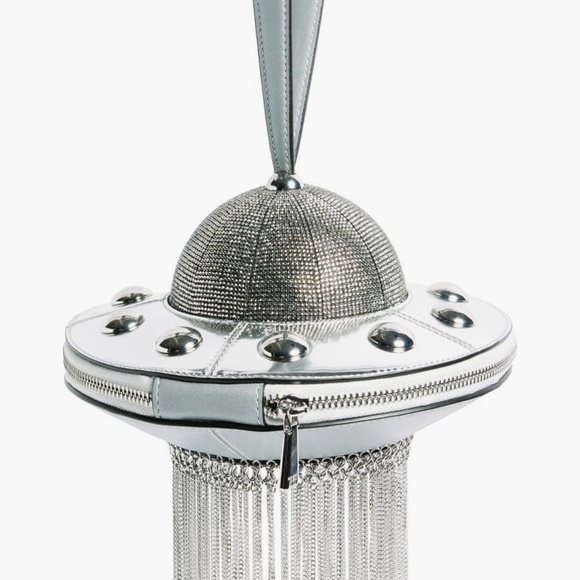 kate spade new york::Spaced Out Silver Embellished Leather UFO Handbag::NEW:: - Picture 4 of 6